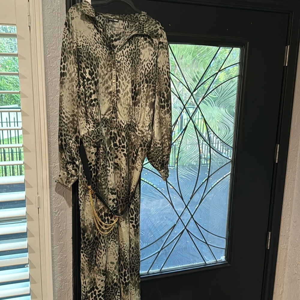 Animal print jumpsuit.